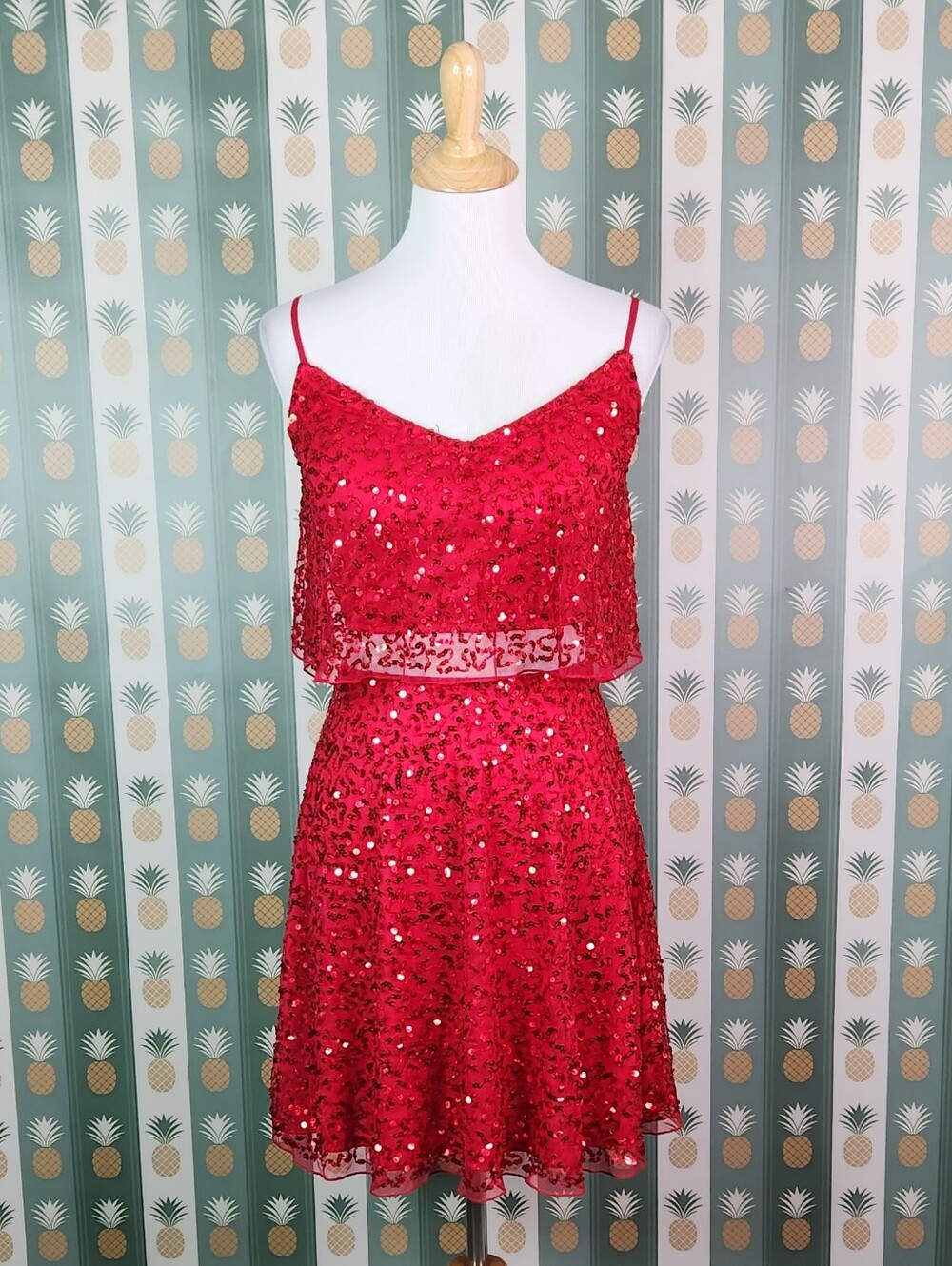 Ashley Lauren Red Sequin Skirt Set